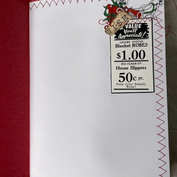 Christmas Junk Journal  With Charm u Washi  Fabric Wrap Tons Ephemera Handmade C - Picture 8 of 16